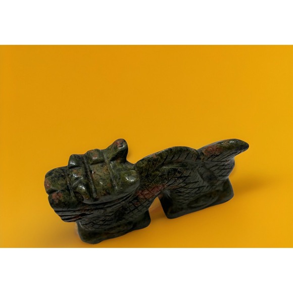 Other - Unakite Feng Shui Stone Carved Animal Natural Rock Mineral Carving Green Pink‎